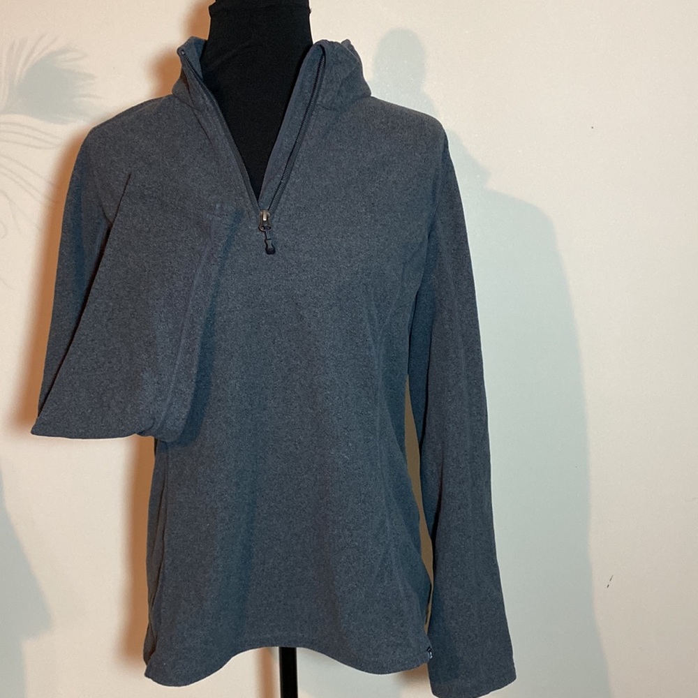 Women’s eastern mountain sports 1/4 zip fleece pullover gray sweatshirt large